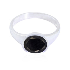 Black Onyx Solitaire Turkish 925 Sterling Silver Black Gemstone Dainty Modern Ring Jewelry