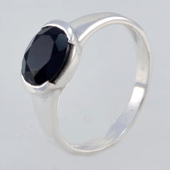 Black Onyx Solitaire Turkish 925 Sterling Silver Black Gemstone Dainty Modern Ring Jewelry