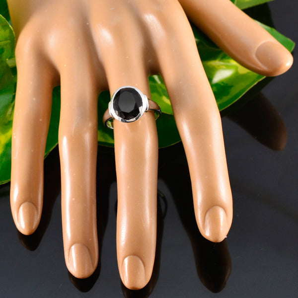 Black Onyx Solitaire Egyptian 925 Sterling Silver Black Gemstone Minimal Artisan Ring Jewelry