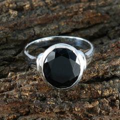 Black Onyx Solitaire Egyptian 925 Sterling Silver Black Gemstone Minimal Artisan Ring Jewelry