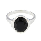 Black Onyx Solitaire Egyptian 925 Sterling Silver Black Gemstone Minimal Artisan Ring Jewelry