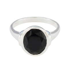 Black Onyx Solitaire Egyptian 925 Sterling Silver Black Gemstone Minimal Artisan Ring Jewelry