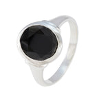 Black Onyx Solitaire Egyptian 925 Sterling Silver Black Gemstone Minimal Artisan Ring Jewelry