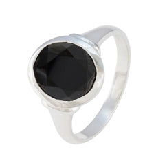 Black Onyx Solitaire Egyptian 925 Sterling Silver Black Gemstone Minimal Artisan Ring Jewelry