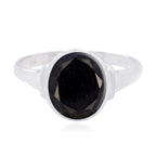 Black Onyx Solitaire Egyptian 925 Sterling Silver Black Gemstone Minimal Artisan Ring Jewelry