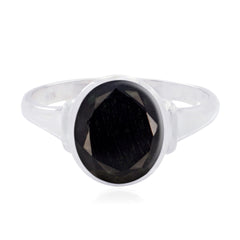 Black Onyx Solitaire Egyptian 925 Sterling Silver Black Gemstone Minimal Artisan Ring Jewelry