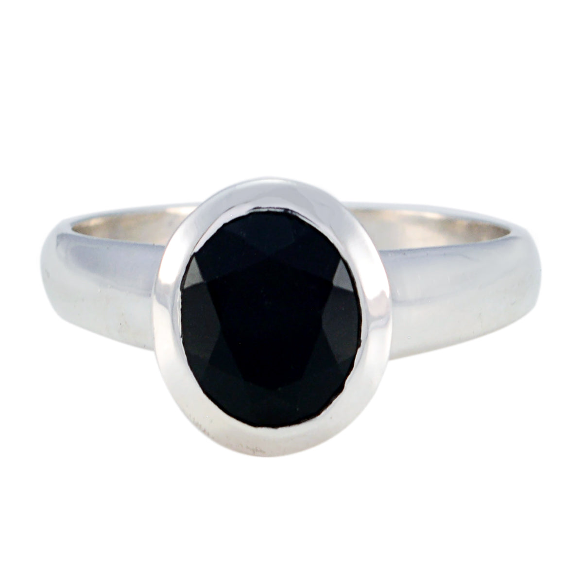 Black Onyx Solitaire French Silver Black Gems Tiny Artisan Ring Jewelry Immagine principale del prodotto
