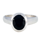 Black Onyx Solitaire French Silver Black Gems Tiny Artisan Ring Jewelry