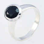 Black Onyx Solitaire French Silver Black Gems Tiny Artisan Ring Jewelry
