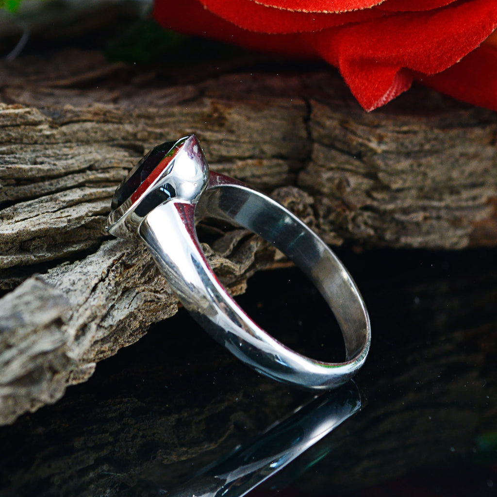 Black Onyx Solitaire French Silver Black Gems Tiny Artisan Ring Jewelry