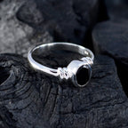 Black Onyx Solitaire Turkish 92.5 Silver Black Gemstones Delicate Graceful Ring Jewellery