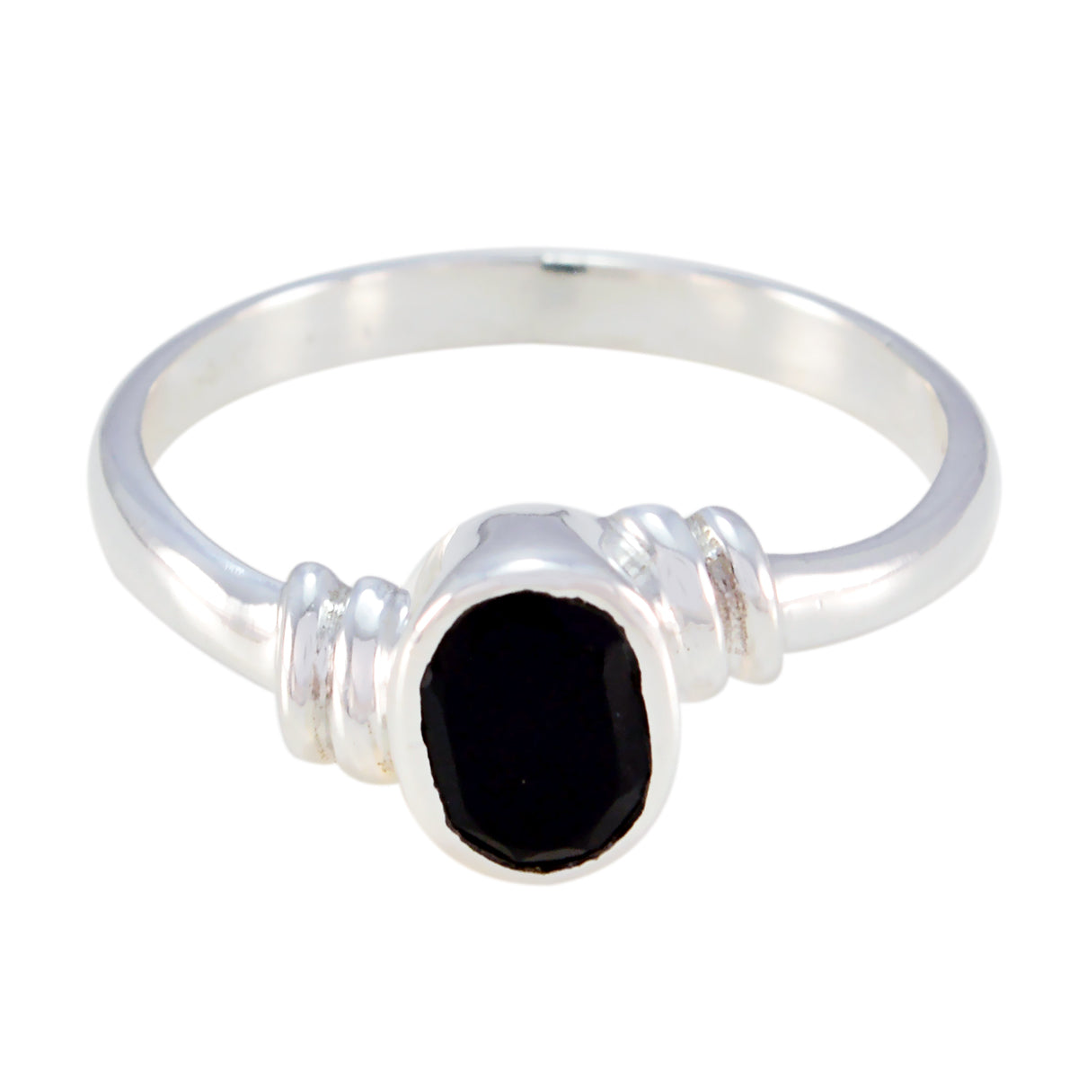 Black Onyx Solitaire Turkish 92.5 Silver Black Gemstones Delicate Graceful Ring Jewellery Hoofdafbeelding