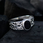 Black Onyx Solitaire Middle Eastern Sterling Silver Black Gemstones Whisper thin Filigree Ring Jewellery