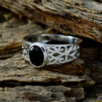 Black Onyx Solitaire Middle Eastern Sterling Silver Black Gemstones Whisper thin Filigree Ring Jewellery