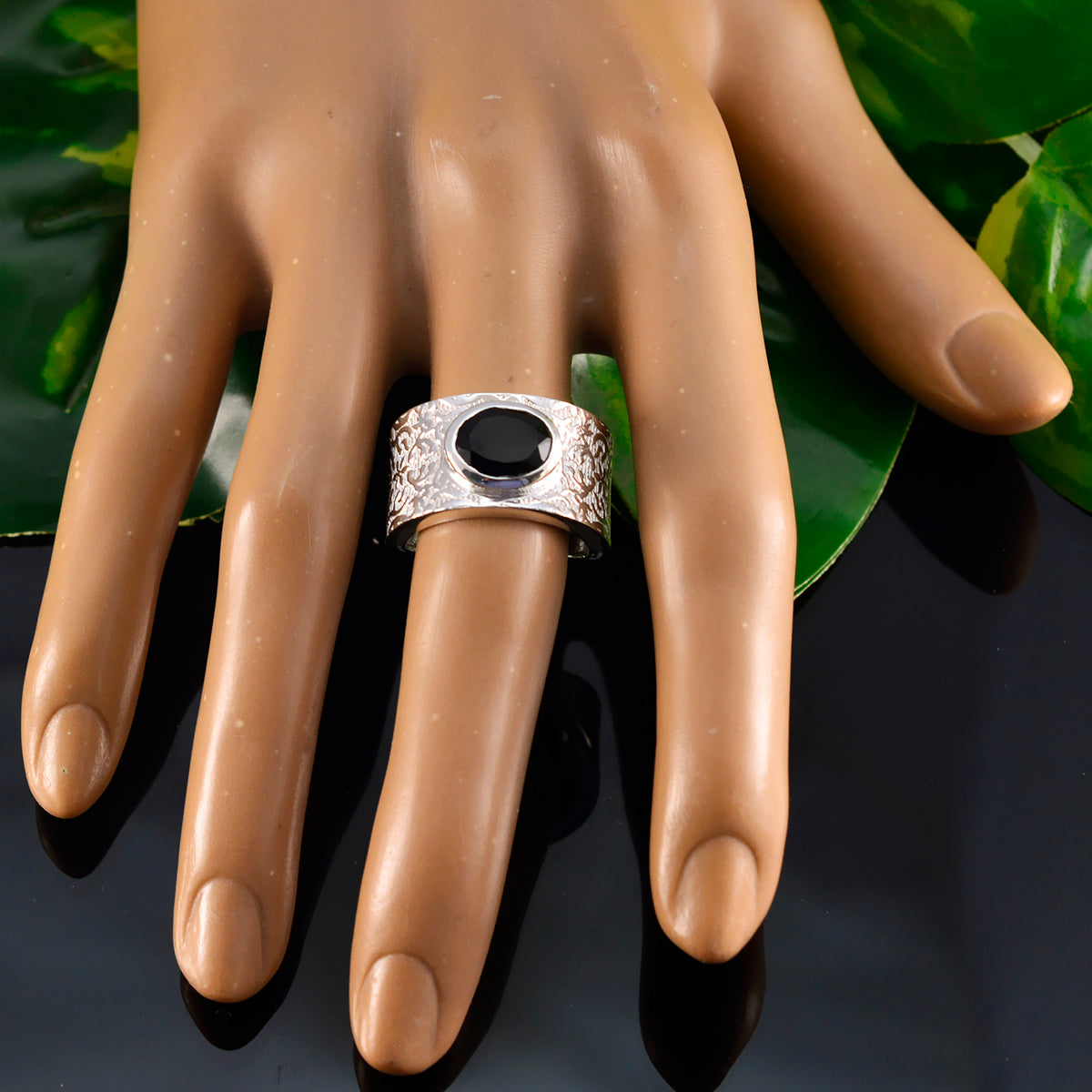 Black Onyx Solitaire Moroccan 925 Sterling Silver Black Gemstones Essential  Art Deco Ring Jewellery