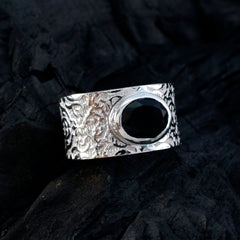 Black Onyx Solitaire Moroccan 925 Sterling Silver Black Gemstones Essential  Art Deco Ring Jewellery