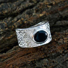 Black Onyx Solitaire Moroccan 925 Sterling Silver Black Gemstones Essential  Art Deco Ring Jewellery