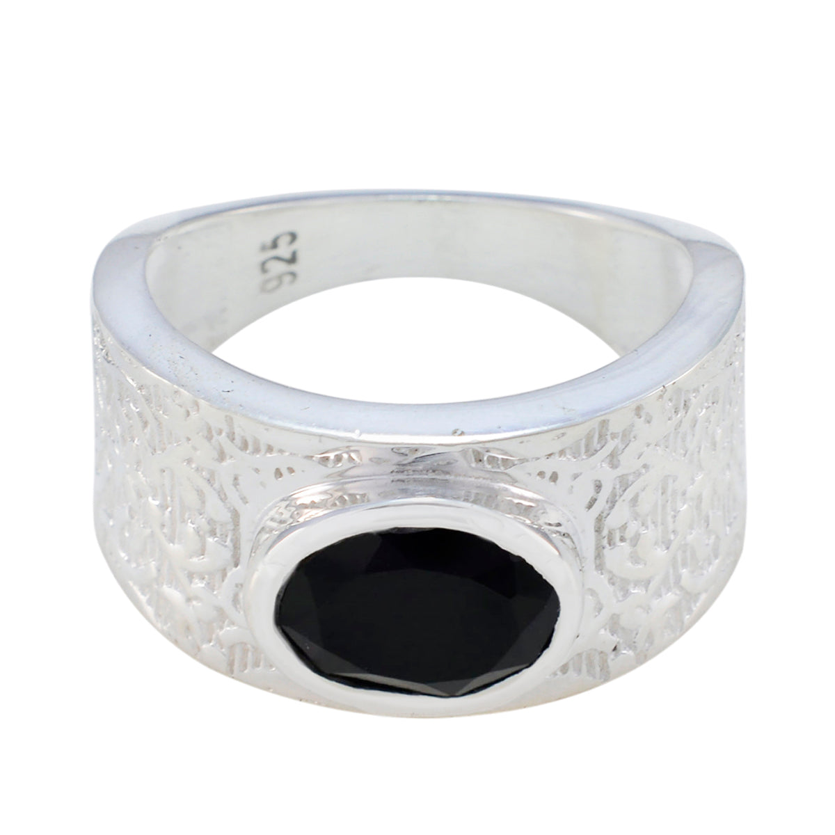 Black Onyx Solitaire Moroccan 925 Sterling Silver Black Gemstones Essential  Art Deco Ring Jewellery Main image