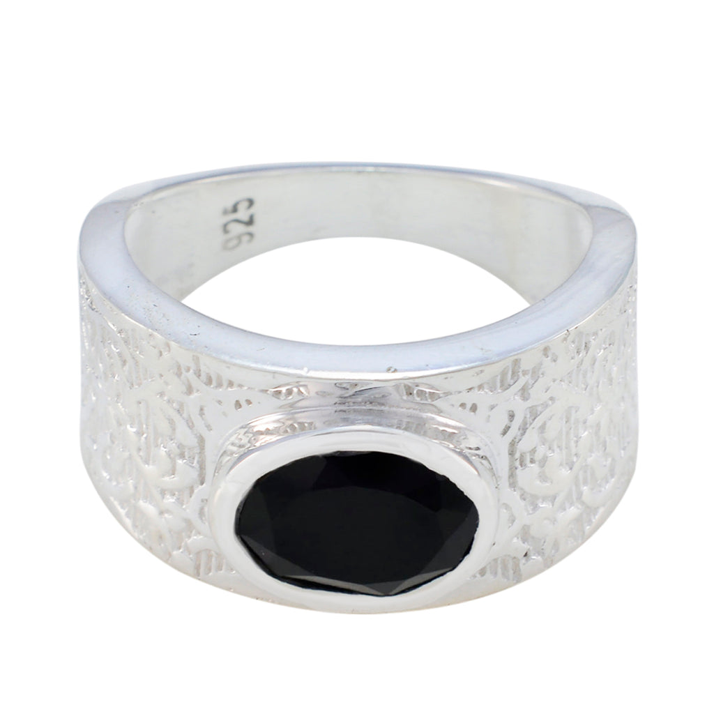 Black Onyx Solitaire Moroccan 925 Sterling Silver Black Gemstones Essential  Art Deco Ring Jewellery