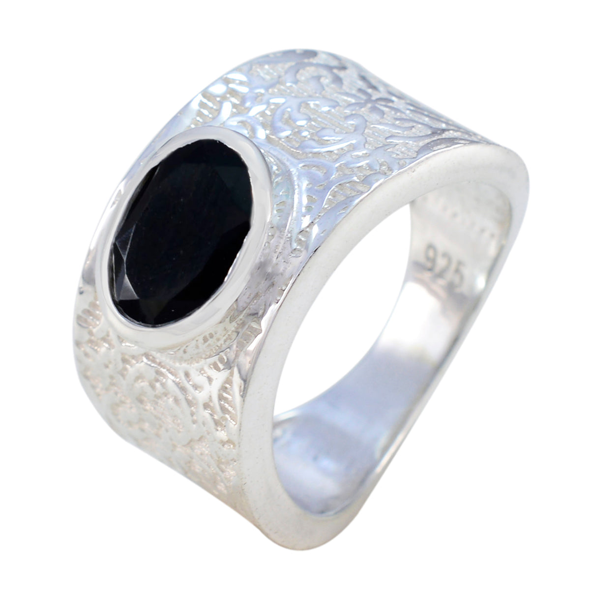 Black Onyx Solitaire Moroccan 925 Sterling Silver Black Gemstones Essential  Art Deco Ring Jewellery Secondary image