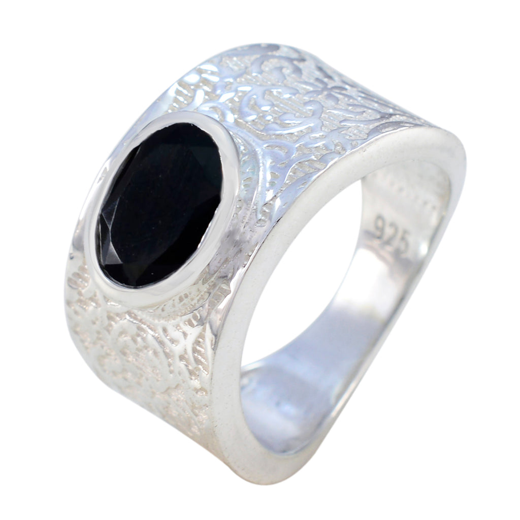 Black Onyx Solitaire Moroccan 925 Sterling Silver Black Gemstones Essential  Art Deco Ring Jewellery