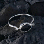 Black Onyx Solitaire Japanese Silver Black Gemstones Dainty Contemporary Ring Jewelry