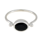 Black Onyx Solitaire Japanese Silver Black Gemstones Dainty Contemporary Ring Jewelry