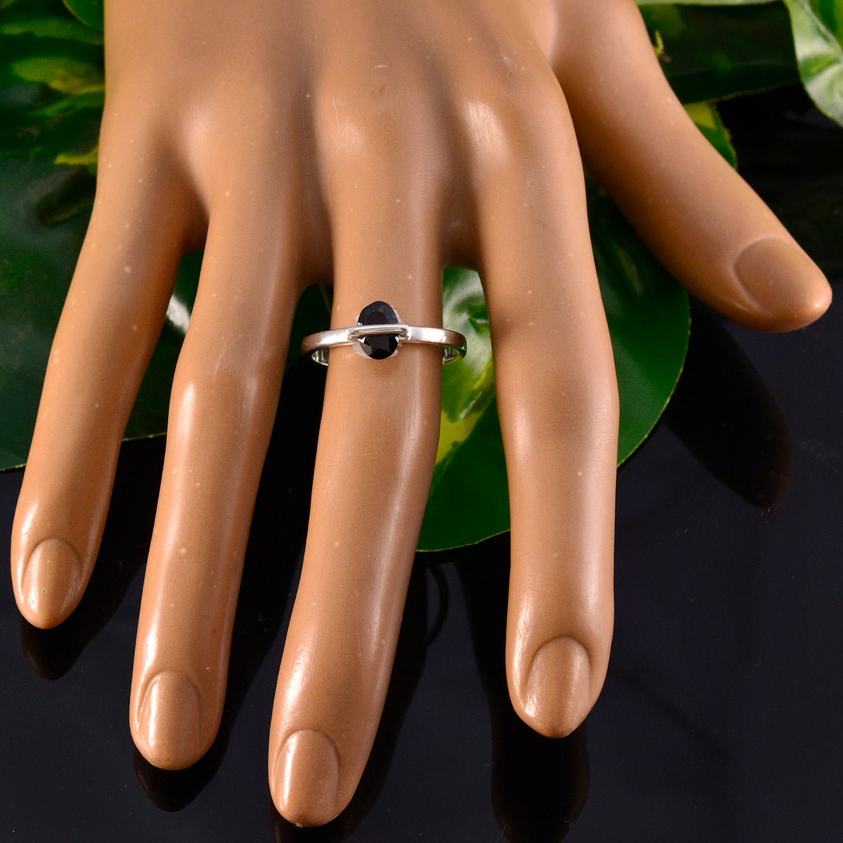 Black Onyx Solitaire Turkish 92.5 Silver Black Gemstones Delicate Fairytale Ring Jewelry