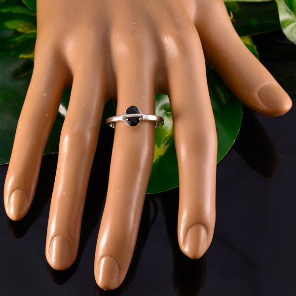 Black Onyx Solitaire Turkish 92.5 Silver Black Gemstones Delicate Fairytale Ring Jewelry