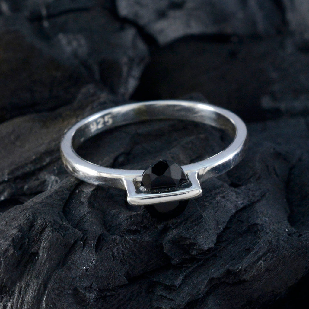 Black Onyx Solitaire Turkish 92.5 Silver Black Gemstones Delicate Fairytale Ring Jewelry