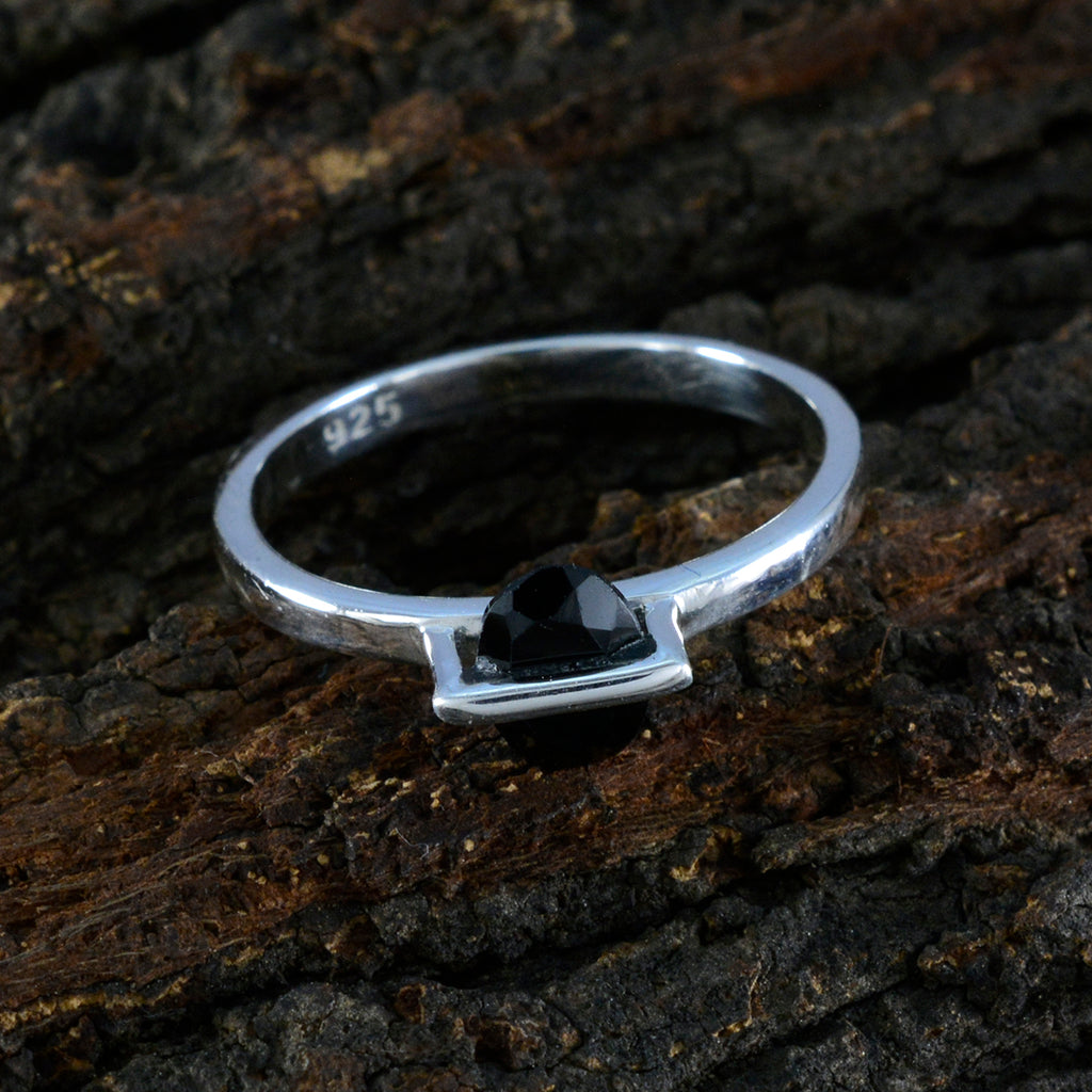 Black Onyx Solitaire Turkish 92.5 Silver Black Gemstones Delicate Fairytale Ring Jewelry