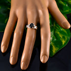 Black Onyx Solitaire Japanese 925 Sterling Silver Black Gemstone Whisper thin Modern Ring Jewellery