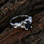 Black Onyx Solitaire Japanese 925 Sterling Silver Black Gemstone Whisper thin Modern Ring Jewellery