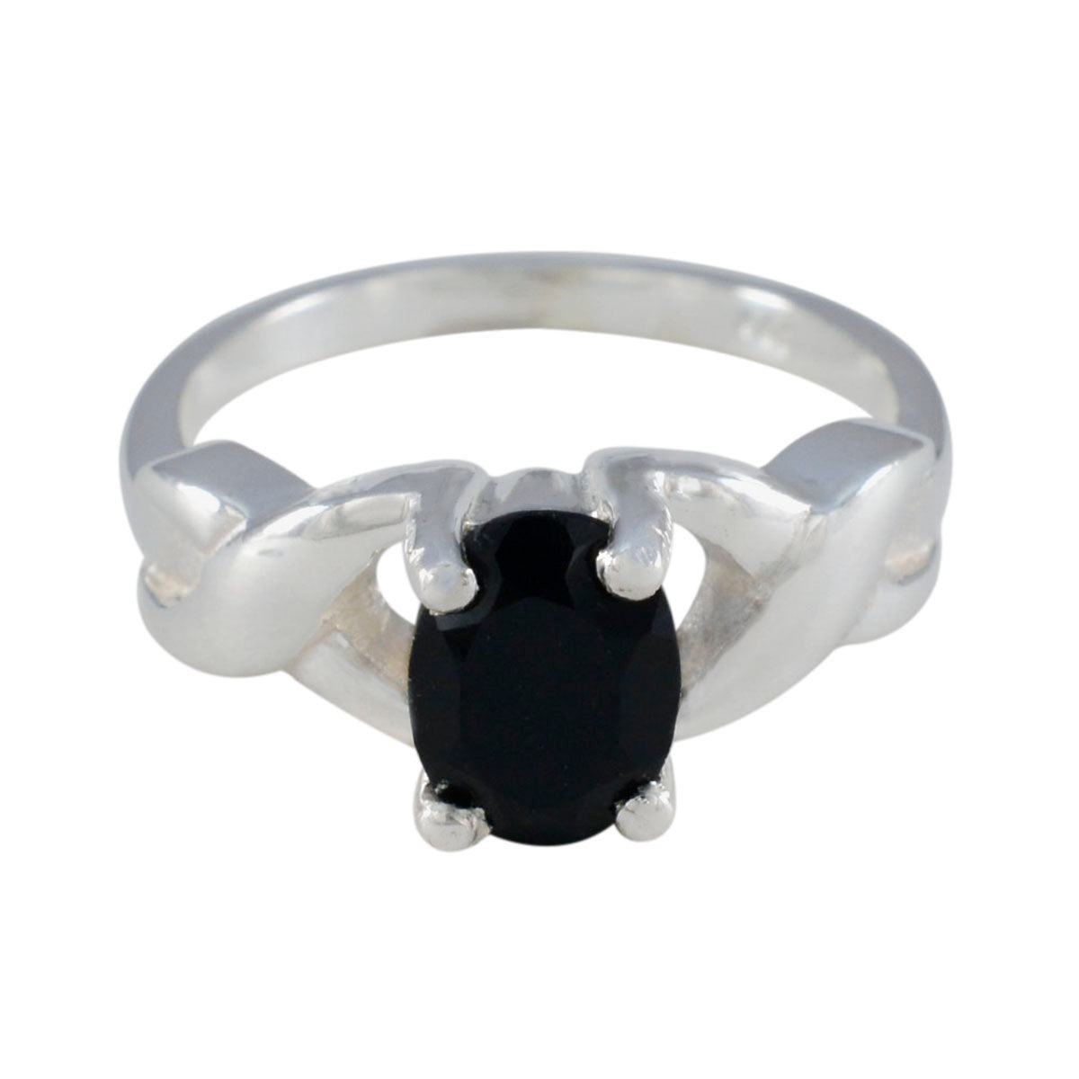 Black Onyx Solitaire Japanese 925 Sterling Silver Black Gemstone Whisper thin Modern Ring Jewellery Hoofdafbeelding