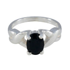 Black Onyx Solitaire Japanese 925 Sterling Silver Black Gemstone Whisper thin Modern Ring Jewellery