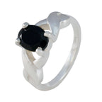 Black Onyx Solitaire Japanese 925 Sterling Silver Black Gemstone Whisper thin Modern Ring Jewellery