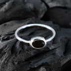 Black Onyx Solitaire Turkish Sterling Silver Black Gems Elegant  Feminine Ring Jewellery