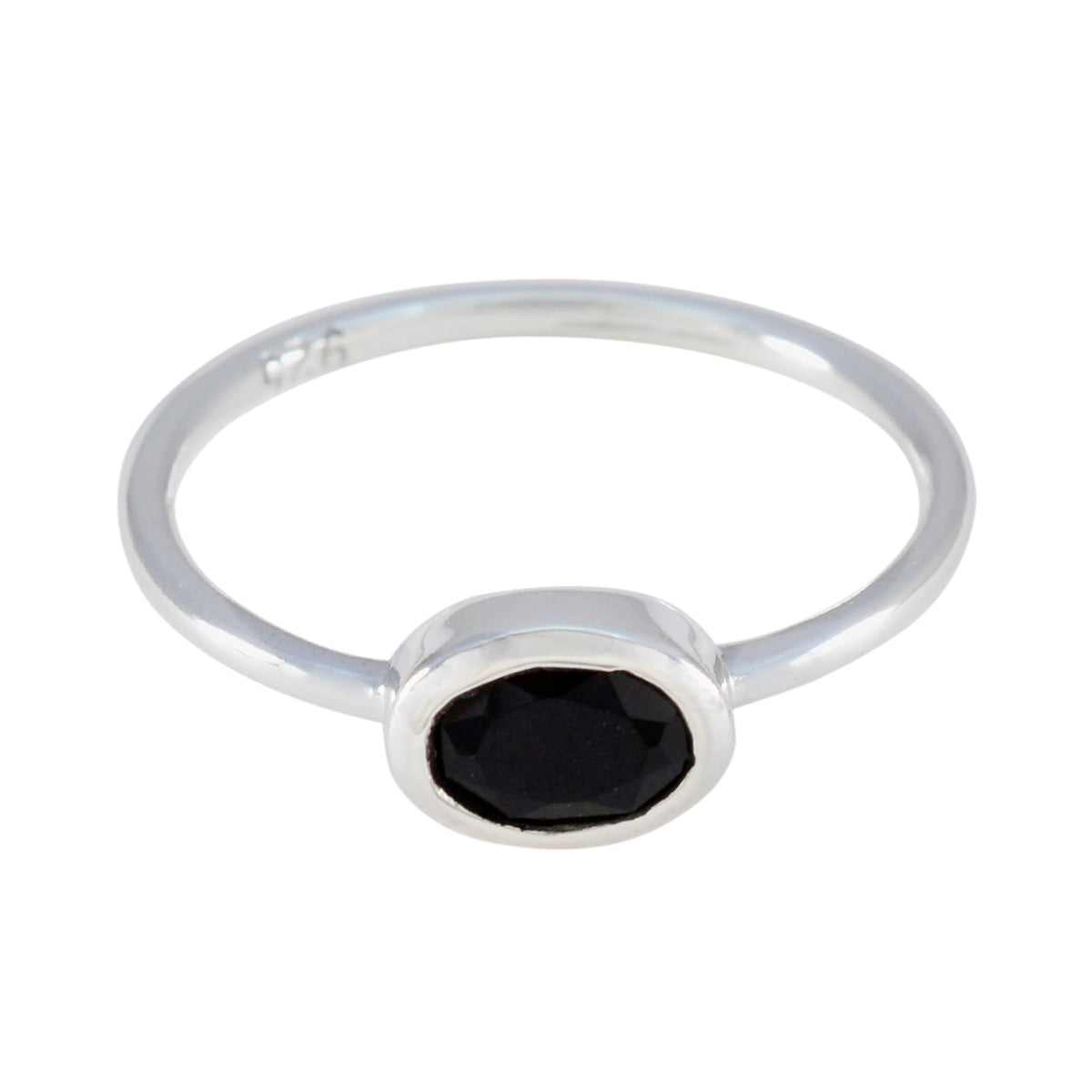 Black Onyx Solitaire Turkish Sterling Silver Black Gems Elegant Feminine Ring Jewellery Hoofdafbeelding