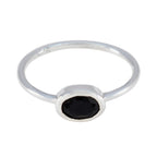 Black Onyx Solitaire Turkish Sterling Silver Black Gems Elegant  Feminine Ring Jewellery