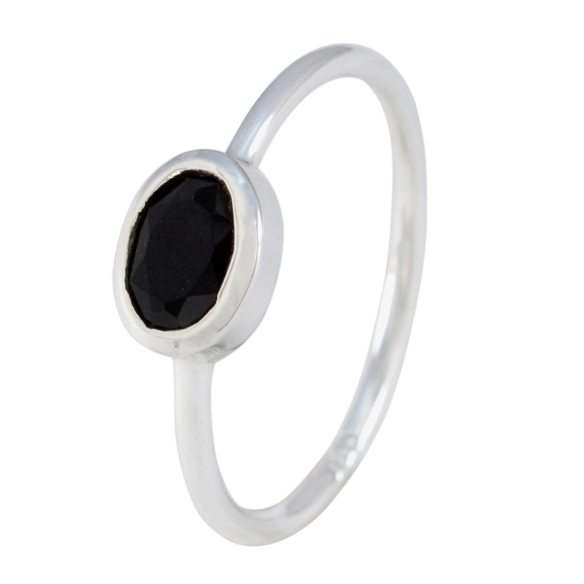 Black Onyx Solitaire Turkish Sterling Silver Black Gems Elegant  Feminine Ring Jewellery