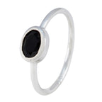 Black Onyx Solitaire Turkish Sterling Silver Black Gems Elegant  Feminine Ring Jewellery