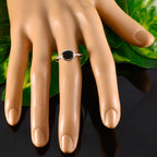 Black Onyx Solitaire Japanese 92.5 Silver Black Gemstone Elegant  Sophisticated Ring Jewellery