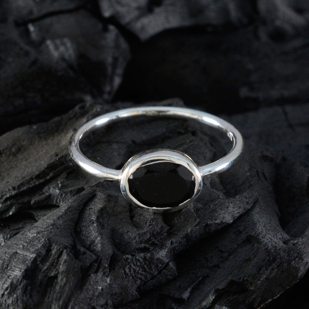 Black Onyx Solitaire Japanese 92.5 Silver Black Gemstone Elegant  Sophisticated Ring Jewellery