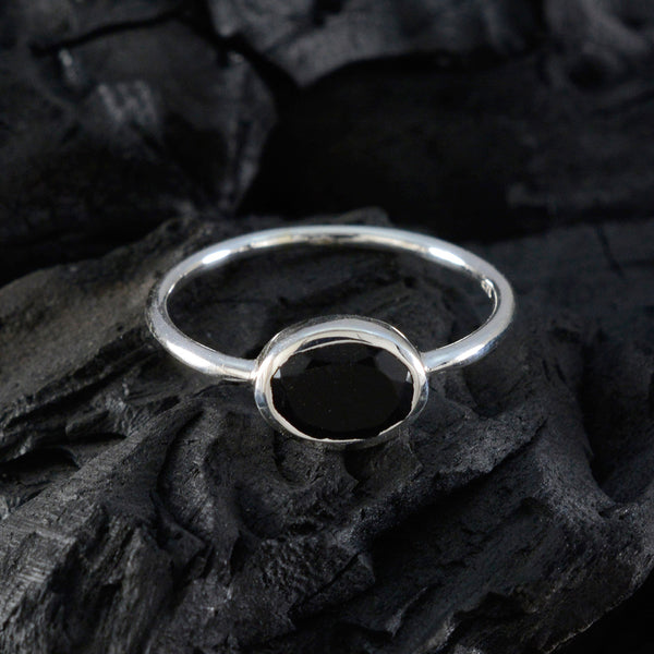 Black Onyx Solitaire Japanese 92.5 Silver Black Gemstone Elegant  Sophisticated Ring Jewellery