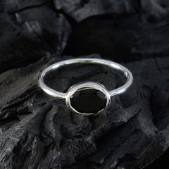 Black Onyx Solitaire Japanese 92.5 Silver Black Gemstone Elegant  Sophisticated Ring Jewellery