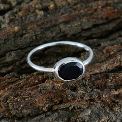 Black Onyx Solitaire Japanese 92.5 Silver Black Gemstone Elegant  Sophisticated Ring Jewellery