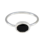 Black Onyx Solitaire Japanese 92.5 Silver Black Gemstone Elegant  Sophisticated Ring Jewellery