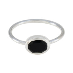Black Onyx Solitaire Japanese 92.5 Silver Black Gemstone Elegant  Sophisticated Ring Jewellery