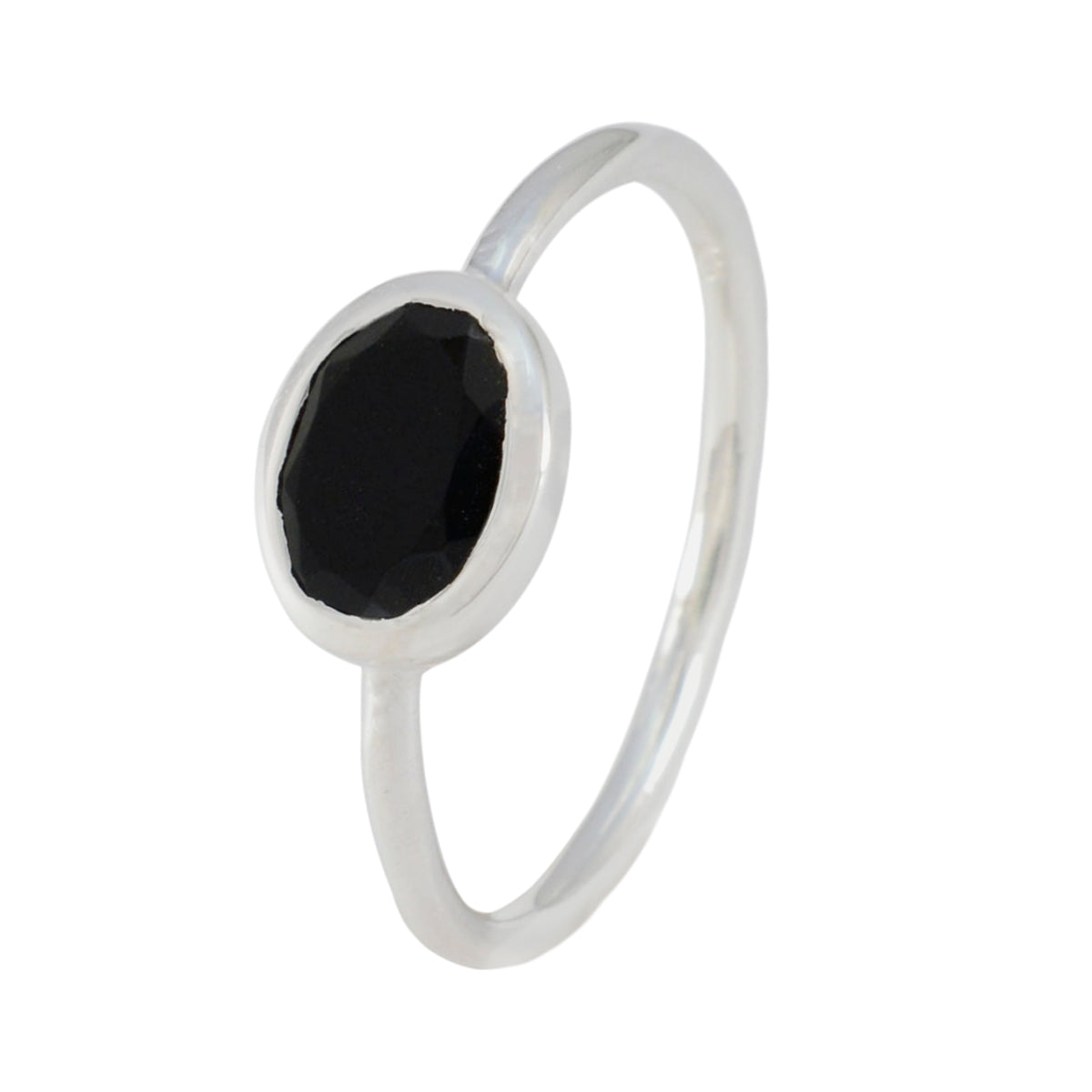 Zwarte Onyx Solitaire Japans 92,5 Zilver Zwarte Edelsteen Elegante Verfijnde Ring Sieraden Secundaire afbeelding