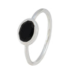 Black Onyx Solitaire Japanese 92.5 Silver Black Gemstone Elegant  Sophisticated Ring Jewellery